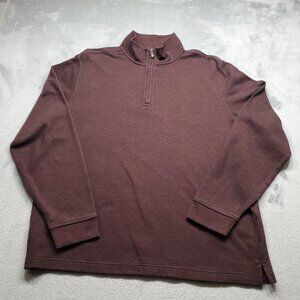 Van Heusen 1/4 Zip Moc Pullover Medium Weight Sweater Burgandy Men Sz L